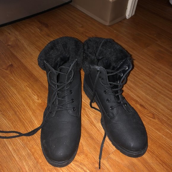 Black Ankle Combat Boots - Picture 2 of 4